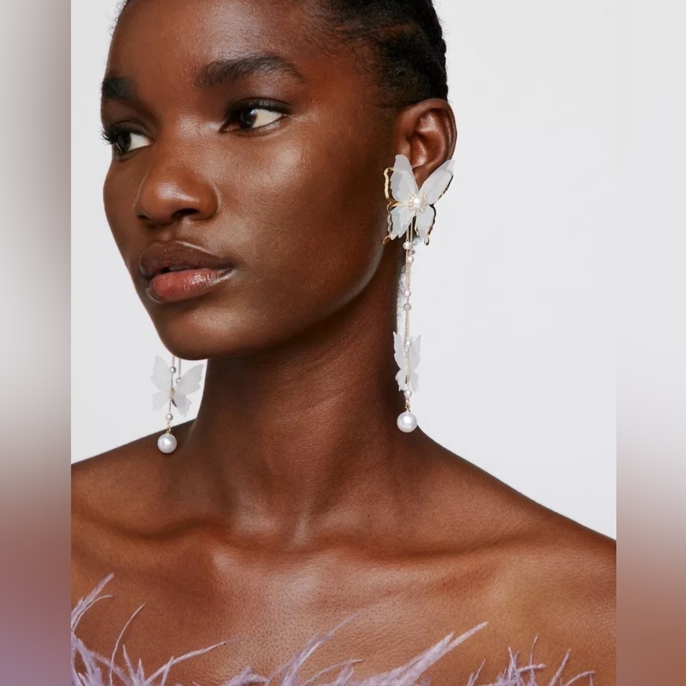 Nasty Gal Butterfly Pearl Tassel Earrings